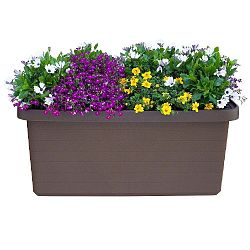 Čokoládově hnědý velkoobjemový samozavlažovací truhlík Plastia Berberis DUO, 54 l