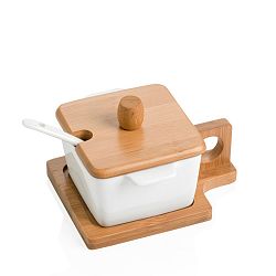 Čtvercová miska s podnosem, víčkem a lžičkou Brandani Petite