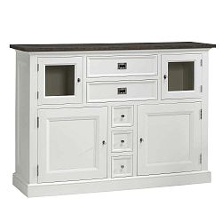 Čtyřdveřová bílá komoda s 5 zásuvkami Canett Skagen Highboard