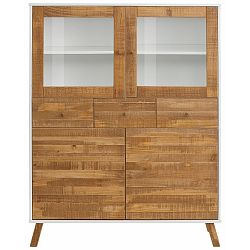 Čtyřdveřová komoda z masivního borovicového dřeva s bílými detaily Støraa Rafael