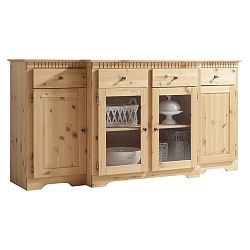 Čtyřdveřová nízká komoda  z masivního borovicového dřeva Støraa Cuba