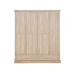 Čtyřdveřová šatní skříň  v dubovém dekoru Støraa Bruce