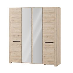 Čtyřdveřová šatní skříň ve dřevěném dekoru Szynaka Meble Desjo