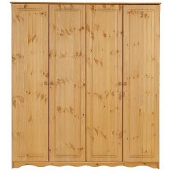 Čtyřdveřová šatní skříň z masivního borovicového dřeva Støraa Amanda