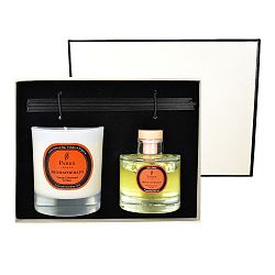 Dárková sada svíčky a difuzéru Aromatherapy, vůně pomeranče a hřebíčku