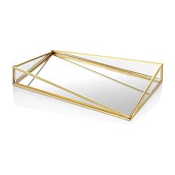 Dekorativní skleněný tác s mosazným detailem The Mia Glamour, 33 x 20 cm