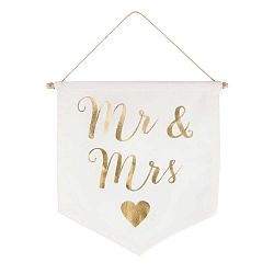 Dekorativní vlajka Sass & Belle Mr And Mrs Gold Message