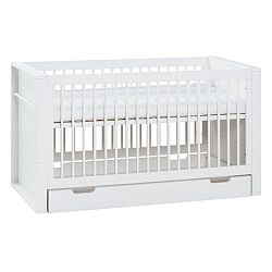 Dětská postýlka s odnímatelnou ohrádkou a úložnou zásuvkou Vox Milk, 140 x 70 cm