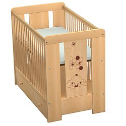 Dětská postýlka v dekoru bukového dřeva s lištou proti okusu bočnice Faktum Mia Medvídek, 60 x 120 cm