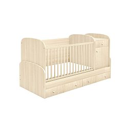 Dětská postýlka v dekoru javorového dřeva se zásuvkou Faktum Mia Kombi, 70 x 120 cm