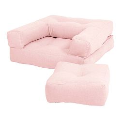 Dětské rozkládací křesílko s taburetkou Karup Design Mini Cube Pink
