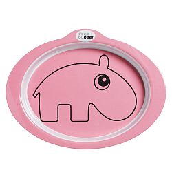 Dětský růžový protiskluzový talíř Done by Deer Contour