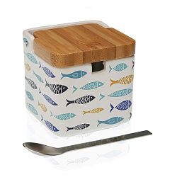 Dóza na cukr s bambusovým víčkem a lžičkou Versa Blue Bay