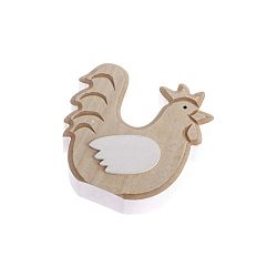 Dřevěná dekorace s detailem v bílé barvě Dakls Rooster