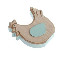 Dřevěná dekorace s detailem v modré barvě Dakls Chicken