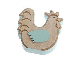 Dřevěná dekorace s detailem v modré barvě Dakls Rooster