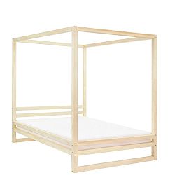 Dřevěná dvoulůžková postel Benlemi Baldee Naturelle, 200 x 200 cm