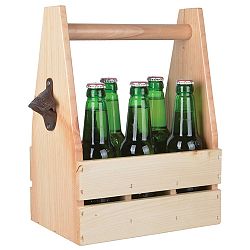 Dřevěná přenoska na lahve s otvírákem Esschert Design