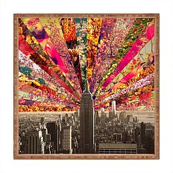 Dřevěný dekorativní servírovací tác Fun In The City, 40 x 40 cm