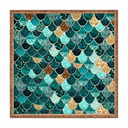 Dřevěný dekorativní servírovací tác Mermaid, 40 x 40 cm