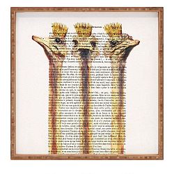 Dřevěný dekorativní servírovací tác Ostriches, 40 x 40 cm