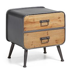 Dřevěný noční stolek s kovovou konstrukcí La Forma Helia, 48 x 38 cm