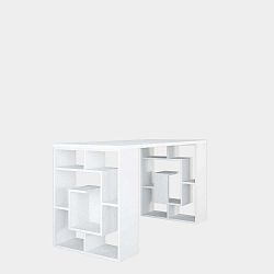 Dřevěný pracovní stůl Carrie s bílou deskou, šířka 140 cm