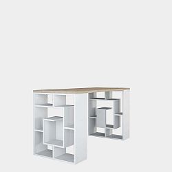 Dřevěný pracovní stůl Carrie s hnědou deskou, šířka 140 cm