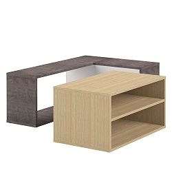 Dvojdílný konferenční stolek v dekoru dubového dřeva a betonu TemaHome Angle