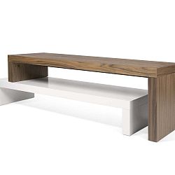 Dvojitý hnědo-bílý konferenční stolek TemaHome Cliff, 125 x 20 cm