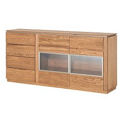 Dvoudveřová komoda se 4 zásuvkami a skleněným detailem  Szynaka Meble Montenegro