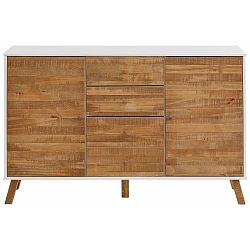 Dvoudveřová komoda z masivního borovicového dřeva s bílými detaily Støraa Rafael