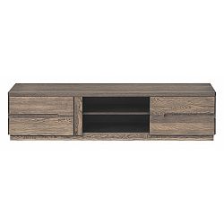 Dvoudveřová TV komoda v dřevěném dekoru kouřového dubu Szynaka Meble Negro