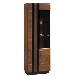 Dvoudveřová vitrína z dubového dřeva s panty na pravé straně Szynaka Meble Porti