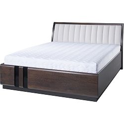 Dvoulůžková postel s béžovým polstrováním Szynaka Meble Porti Dark Chocolate