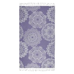 Fialová hammam osuška z bavlněných a bambusových vláken Begonville Lace, 180 x 95 cm