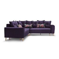 Fialová rozkládací rohová pohovka Bobochic Panorama