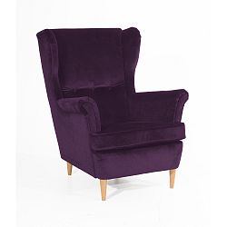 Fialové křeslo se světle hnědými nohami Max Winzer Clint Suede