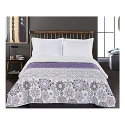 Fialovo-bílý oboustranný přehoz z mikrovlákna DecoKing Alhambra, 240 x 260 cm