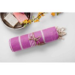 Fialovobílá hammam osuška Begonville Damson, 100 x 180 cm