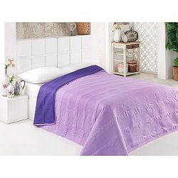 Fialový oboustranný přehoz přes postel z mikrovlákna , 200 x 220 cm