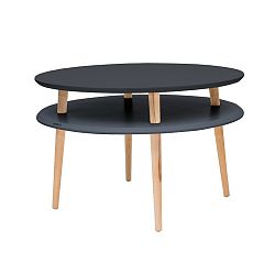 Grafitově šedý konferenční stolek s přírodními nohami Ragaba UFO, Ø 70 cm