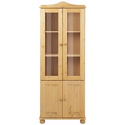 Hnědá čtyřdveřová vitrína z masivního borovicového dřeva Støraa Ella