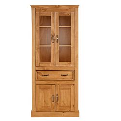 Hnědá čtyřdveřová vitrína z masivního borovicového dřeva Støraa Suzie