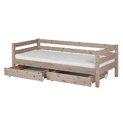 Hnědá dětská postel z borovicového dřeva s 2 zásuvkami Flexa Classic, 90 x 200 cm