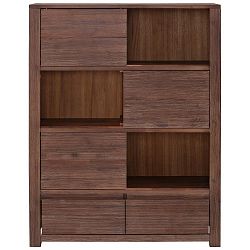 Hnědá knihovna z masivního akáciového  dřeva Støraa Walter