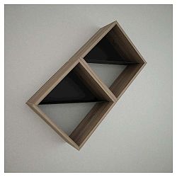 Hnědá nástěnná police Daniele Double Brown, šířka 56 cm