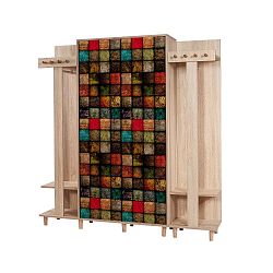 Hnědá předsíňová stěna Garmanto Square, výška 180 cm