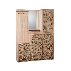 Hnědá předsíňová stěna se zrcadlem Kardelen Dekor, výška 188 cm