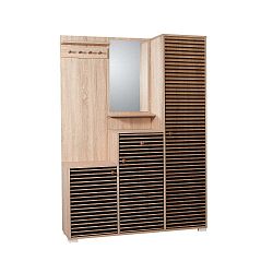 Hnědá předsíňová stěna se zrcadlem Kardelen Intim, výška 188 cm